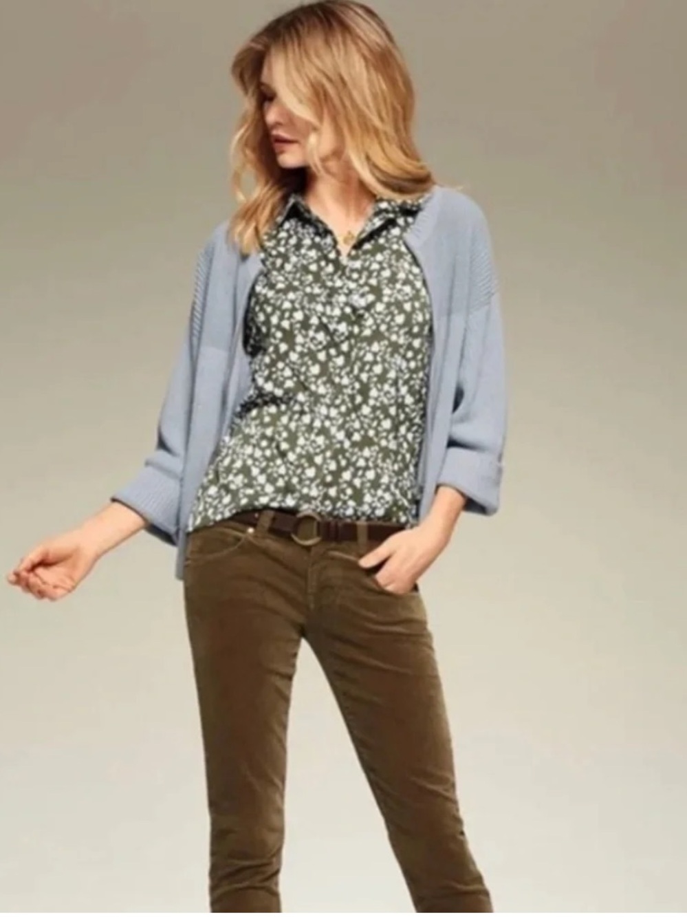 CAbi Keepsake Olive Sleeveless Blouse